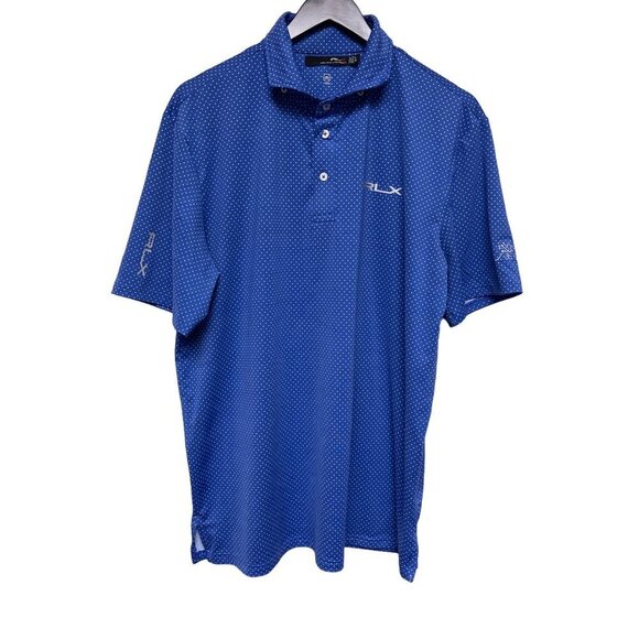 Ralph Lauren RLX BM Golf Logo Blue Dot Short Sleeve Shirt Men's Large - Picture 1 of 8